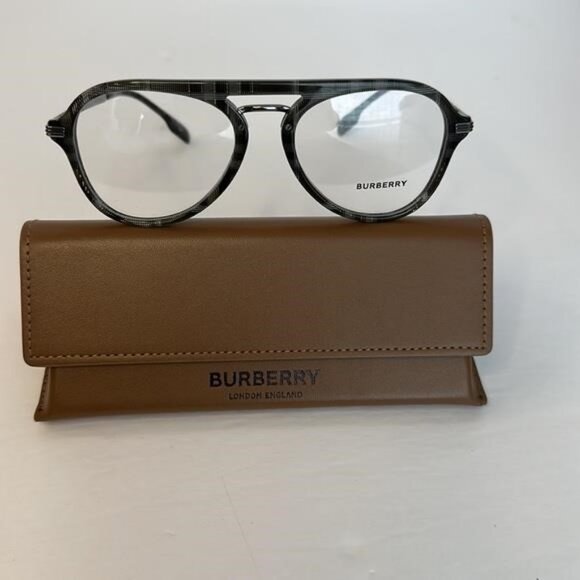 New Authentic EVEGLASSES CHARCOAL CHECK / CLEAR LENS Burberry OBE2377 - Picture 3 of 14